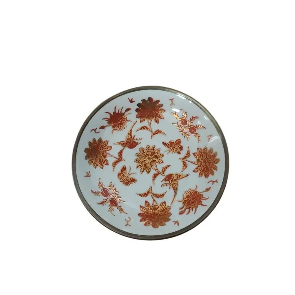 Vintage ACF Japanese Porcelain Ware Pewter Clad 7.5